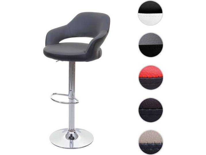 MCW Tabouret de bar MCW-F16 tabouret pivotant avec dossier simili cuir ~ gris-noir