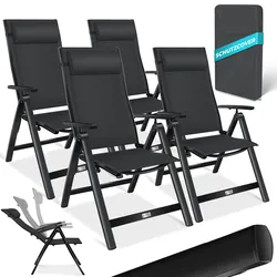 KESSER® Gartenstuhl Hochlehner mit Armlehnen   Aluminium Klappstuhl inkl. Kopfkissen Campingstuhl 7-Fach Verstellbar Rückenlehne   Atmungsaktiv & Wetterfest   Klappbar & Anti-Rutsch