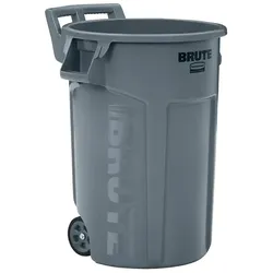 Mülltonne Rubbermaid Brute Container mit Rädern 166,5 L grau runder, fahrbarer Mülleimer mit Luftschlitzen