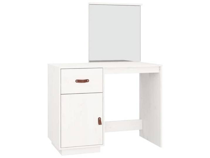 Coiffeuse - AKOZON - 95x50x135 cm - Bois de pin massif - Miroir inclus - 1 tiroir