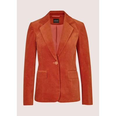 Jackenblazer MADELEINE "Blazer Samtblazer als Einreiher", Damen, Gr. 44, orange (dunkelorange), Modern, regular fit, V-Ausschnitt, Blazer