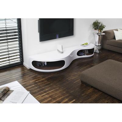 Lowboard SALESFEVER "Slow Design TV-Kommode für stilvolles Wohnen", braun (weiß, walnuss), B:200cm H:30cm T:50cm, MDF, Sideboards, Lowboard, Kommode in moderner Form, Fernsehschrank in Hochglanz, Topseller