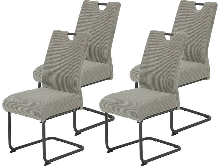 Freischwinger HELA MERKUR XL , grau (grau, anthrazit), 4 Stk., Breitcord, Stühle, Freischwinger, Federkern, 140 Kg Belastbarkeit, Cord Bezug, 2er & 4er Set