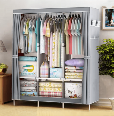 Inspire Essentials Portable Closet Wardrobe Organizer Storage Rack With Fabric Cover red