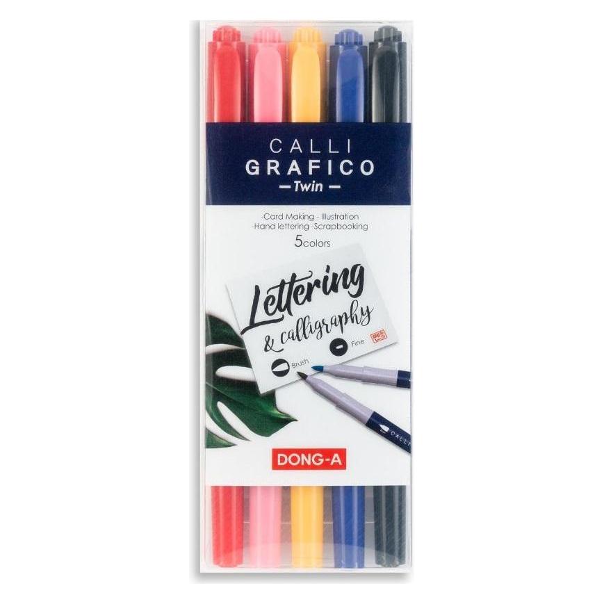 Dong A Dong-A Doppelseitige Kalligraphie-Pinselstifte, 5 Farben (5x) (375793)