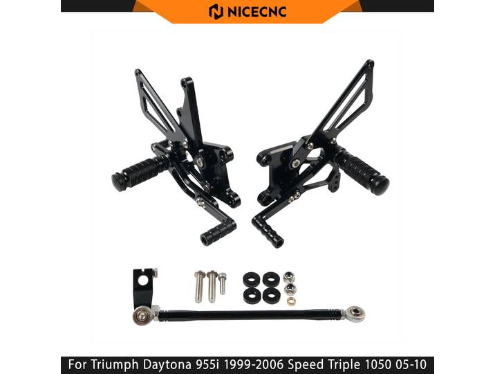 Pour Triumph Daytona 955i 1999-2006 Speed Triple 1050 05-10 Speed Triple T509 Daytona T595 – Repose-pieds arrière réglables avec tige de changement de vitesse