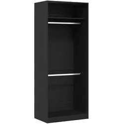 Helloshop26 - Moderner minimalistischer freistehender Aufbewahrungsschrank 80 x 50 x 200 cm aus schwarzem Eichenholzwerkstoff
