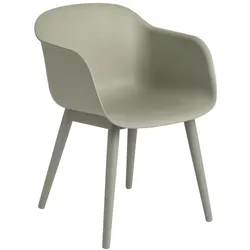 Muuto Fiber Armchair, wood base, dusty green / dusty green