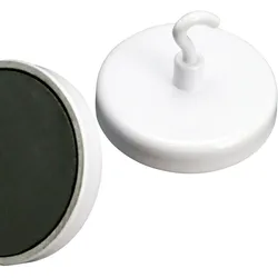 Ferritmagnete, Magnethaken, Hakenmagnet, Magnethalter 50 mm, Metall, Ferrit, weiß