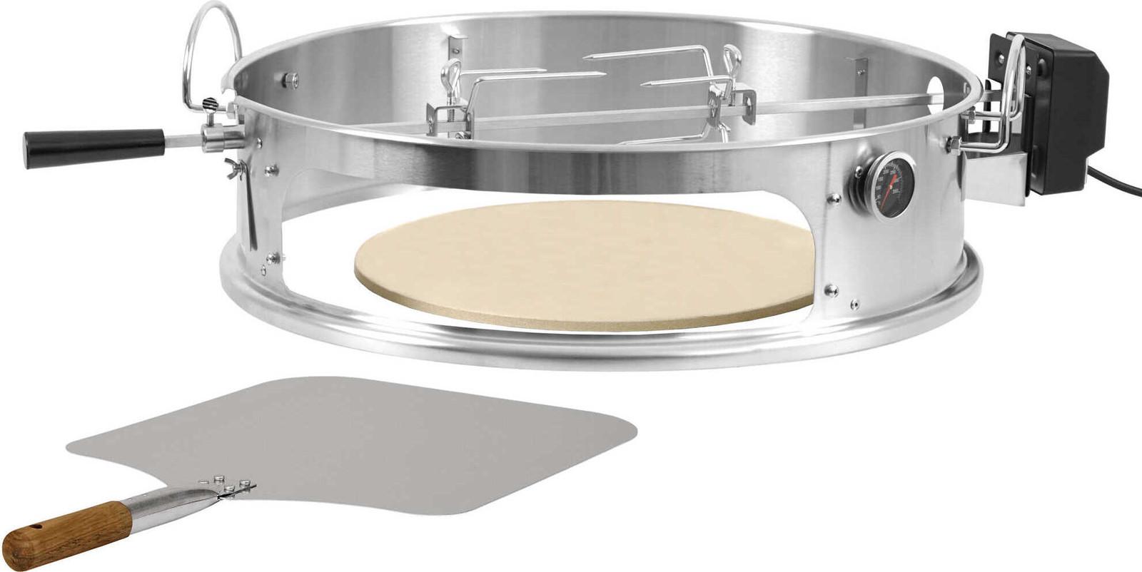 BBQ-Toro Roestvrijstalen Pizzaring Set met Grillspies voor Grills met een diameter van 57 cm