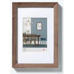 Walther Holz-Bilderrahmen Fiorito mit Passepartout Normalglas / Floatglas / Nuss...