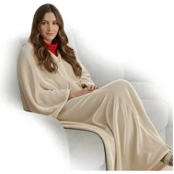 NYVI Ärmeldecke NYVICozy - Kuscheldecke mit Ärmeln - TV Blanket mit Reißverschluss für Erwachsene & Kinder - TV Decke mit Ärmeln Farbe:Beige