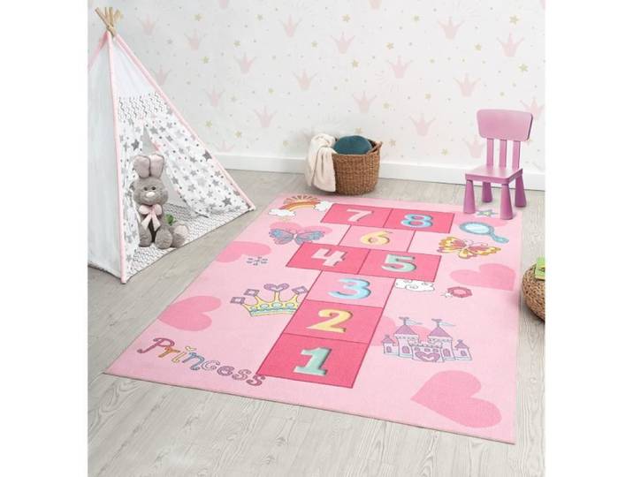 Tapis de jeu - THE CARPET - Happy Kids - Rose - 120x160 cm - Antidérapant