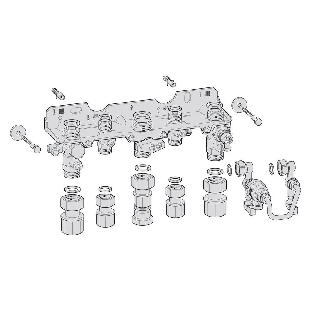 Bosch Home Comfort Thermotechnik GmbH Anschlussplatte für Kombigeräte Nr. 1660 für Aufputzinstallation (7738110553)