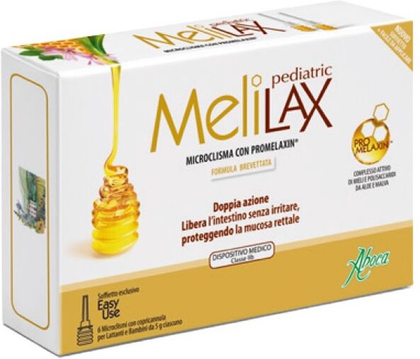 Aboca Melilax Pediatric Dispositivo Medico Adatto per Lattanti e Bambini Confezione da 6 Microclismi Monouso