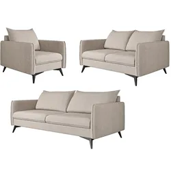 SITZGARNITUR 3+2+1 Pulse Beige Luxusmikrofaser