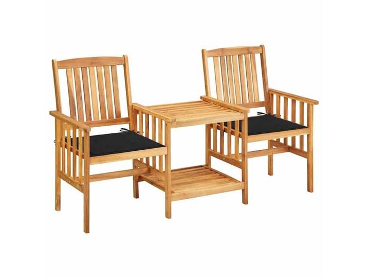 Acacia Solide Chaises de Jardin avec Table à Thé et Coussins Salon de Jardin Ensemble de Meubles de Terrasse Mobilier 3061282