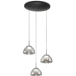 Fabas Luce Lucille Pendelleuchte Ø 350 mm, getönt, 21 W LED, Farbtemperatur 2700 K/3000 K/4000 K, dimmbar, Metallrahmen und Borosilikatglas - Lucille