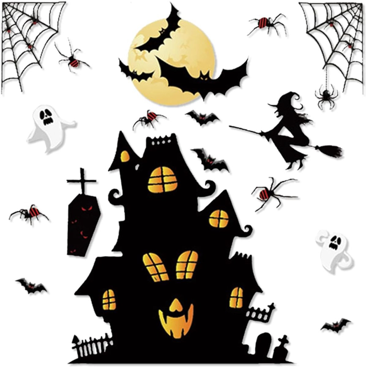 Halloween Raamstickers Haunted House XL stickerblad