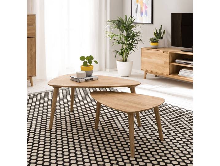 Tables basse lot de 2 90 x 43 x 60cm Beige/Marron
