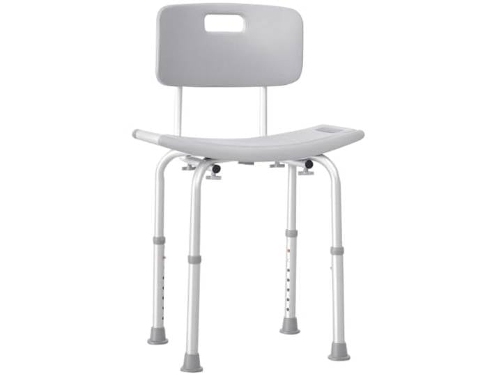 HOMCOM Chaise de Douche Siège de Douche Ergonomique 136 Kg Alu HDPE Gris Hauteur Réglable\, Pieds Antidérapants