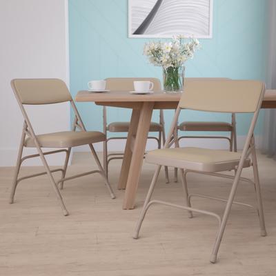 Flash Furniture 4 Pack Curved Triple Braced & Double Hinged Metal Folding Chair