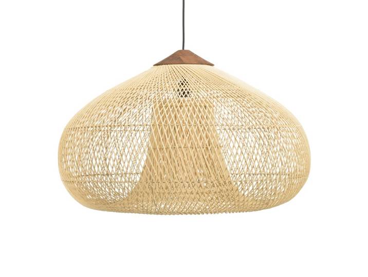 Suspension ''entonnoir'' 80x80cm rotin couleur naturelle/teck