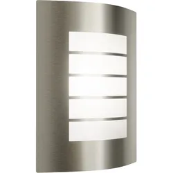 ledscom.de Wandleuchte ZYNO für außen, IP44, Edelstahl, edelstahl matt, eckig, 1x E27 max. 40W