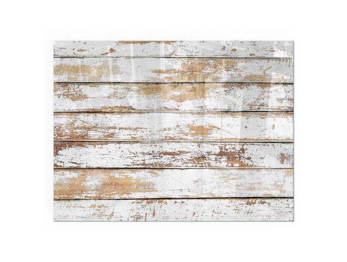 Tulup Kaminbodenplatte 80x60 cm - Ein beschädigtes Holzbrett, Weiß, Glas, Rechteckig, 80x60x0.4 cm, Elektrogeräte, Heizgeräte, Elektrokamine