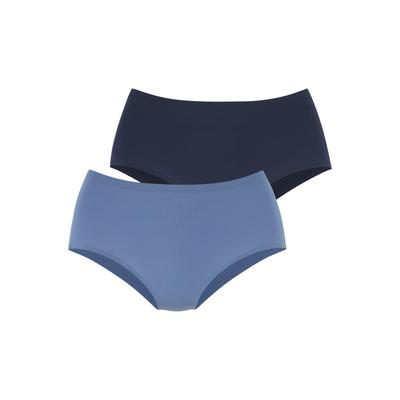 Taillenslip LASCANA "Superstretch", Damen, Gr. L/XL, blau (navy, blau), Jersey, Obermaterial: 77% Polyamid, 23% Elasthan, unifarben, Unterhosen Taillenslip, nahtlose Verarbeitung, leichte Mikrofaserqualität