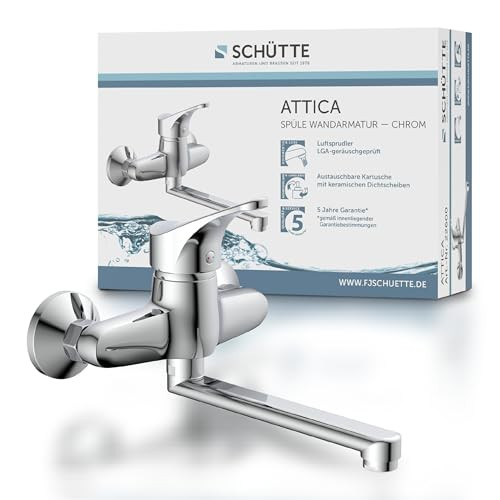 Schütte Attica wandarmatuur met draaibare uitloop in messing of chroom