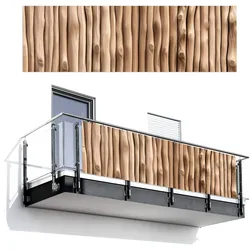 BALKON-SICHTSCHUTZ Holz - Stiel - Hellbraun Windschutz 300x90 cm
