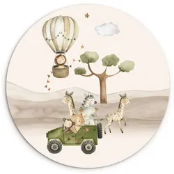 WANDBILD Wilde Tiere - Safari - Aquarell - Heißluftballon Wanddeko Schlafzimmer 60x60 cm