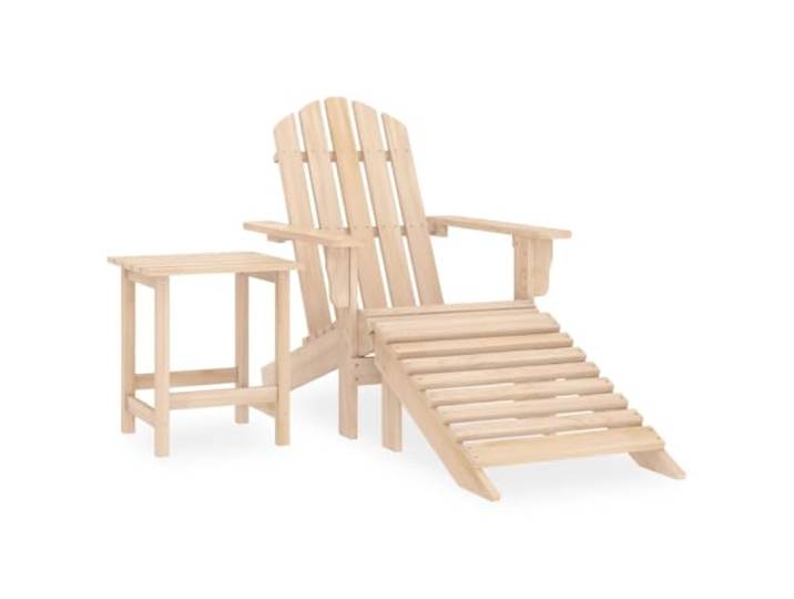 Bois massif résistant aux intempéries avec pouf détachable et table 12.5 Chaise de jardin Adirondack avec repose-pied et table en bois de sapin massif pour terrasse, patio extérieur, design