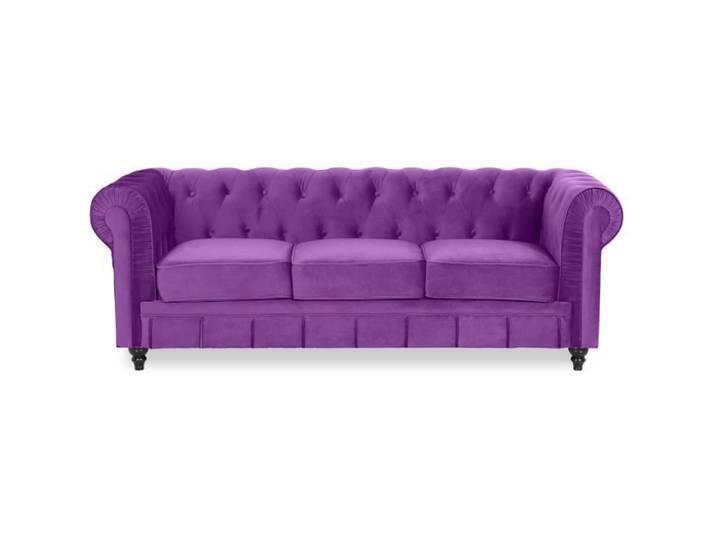Canape Chesterfield Velours 3 Places Altesse Violet