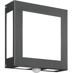 CMD Creative Metalldesign Außenwandleuchte AQUA LEGENDO, IP44, mit PIR-Bewegungsmelder, 2x E27, Edelstahl / Opalglas, anthrazit CMD-62/BM
