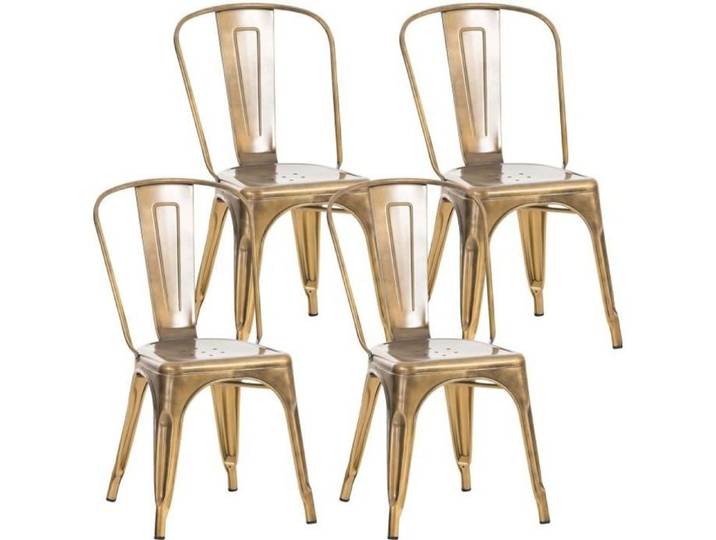 Chaises métalliques empilables Benedikt - CLP - Lot de 4 - Jaune - Contemporain - Design
