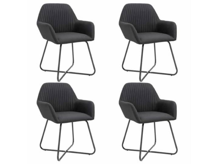 4er Set Esszimmerstuehle aus Stoff in Schwarz mit Armlehnen und Stahlbeinen Modernes Design, weicher Sitzkomfort, stabile Stahlbeine, belastbar bis 110 kg, vielseitig nutzbar