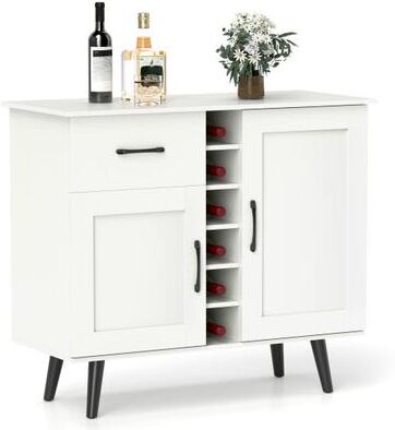 Costway Modern Wine Bar Buffet Cabinet with 6-Bottle Wine Rack-White