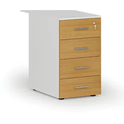 Schreibtischcontainer PRIMO WHITE, 4 Schubladen, weiß/Buche