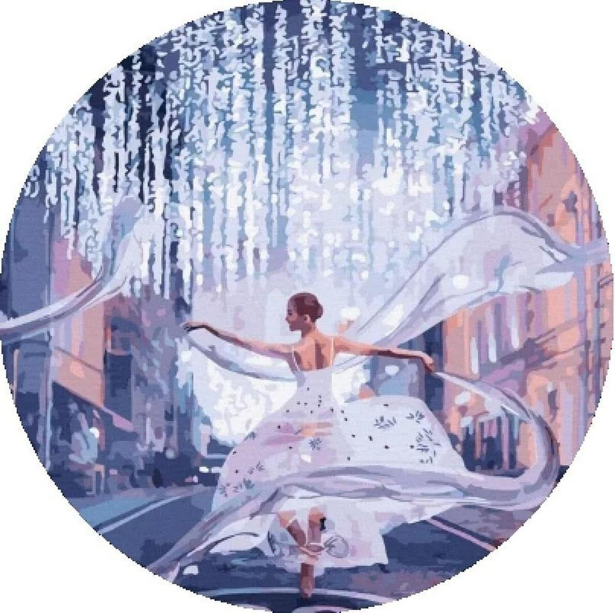 Twoje Hobby Schilderij op nummer: Ballerina, rond, 40 cm