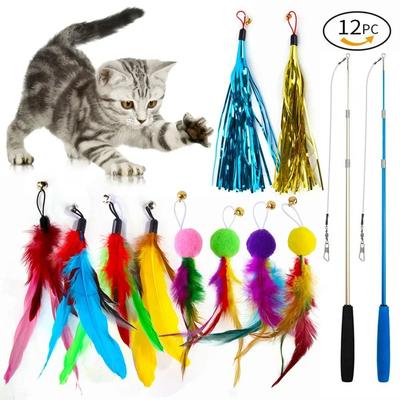 Uplift Essentials Telescopic Fishing Rod Cat Teaser & 12 Piece Variety Set Telescopic Fishing Rod Cat Teaser & 12 Piece Variety Set