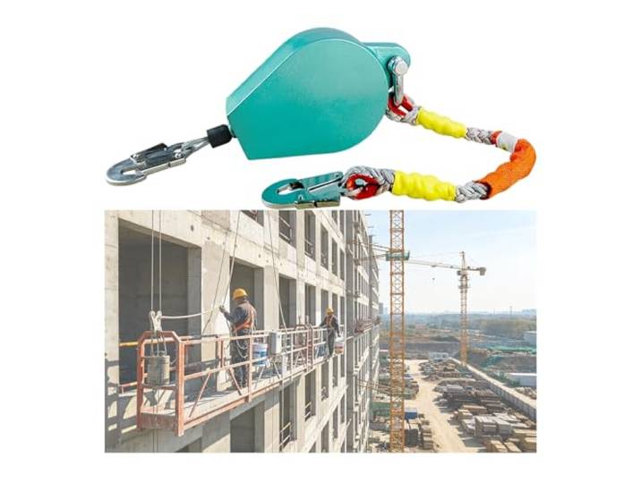 330LBS Absturzsicherung mit Doppelscheibenbremse, selbsteinziehende Rettungsleine mit Ratschenschutz(150KG/40M-131.2 FT)