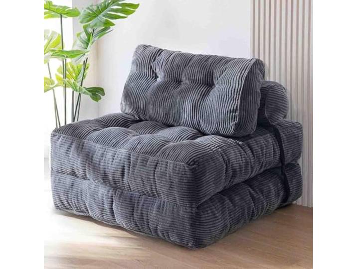 Faltbares Schlafsofa umwandelbarer 3-in-1 Sofa Bett Schlafsessel mit Kissen Sitzsack-Sofa Stuhl Komfortable Schlafcouch Bodensofa-Lounge für Schlafzimmer Wohnzimmer 85 * 85cm,Dark gray