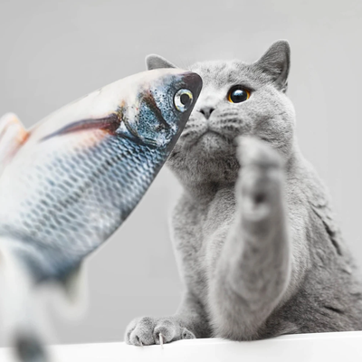 Interactive Floppy Fish Cat Toy Engaging Fishcat For Active Play Orange
