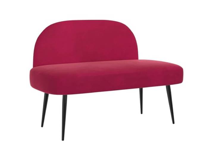 HKTMGDNG Gepolsterte Bank mit Rückenlehne Samt Weinrot 110x60x76cm Komfortabler 2-Sitzer mit weichem Samtbezug und stabilen Metallbeinen, ideal für Schlafzimmer, Flur oder Leseecke.