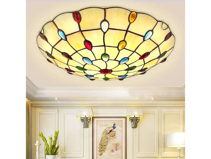 Plafonniers en verre Tiffany pour salon et chambre à coucher, luminaires nordiques, lampe bohème méditerranéenne, décoration de chaussures