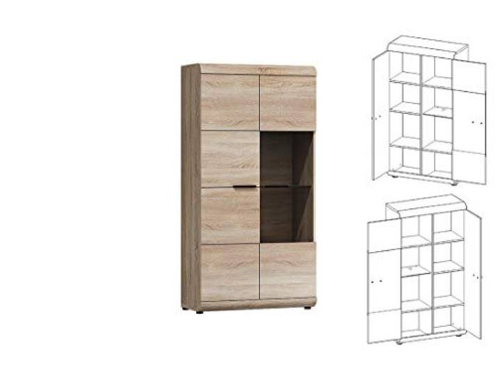 Vitrine LINK, Standvitrine, Wohnzimmerschrank, Vitrinenschrank mit 2 Türen (Ohne Beleuchtung)