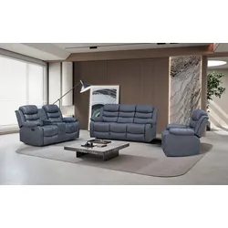 Happy Home Home Cinema Relaxsofa Set 3-tlg. mit 5 Relaxfunktionen und Mittelkonsole - Dunkelgrau