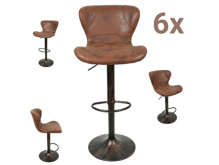 Tabouret de Bar réglable en Hauteur en Similicuir - MENGDA - Lot de 6 - Marron
